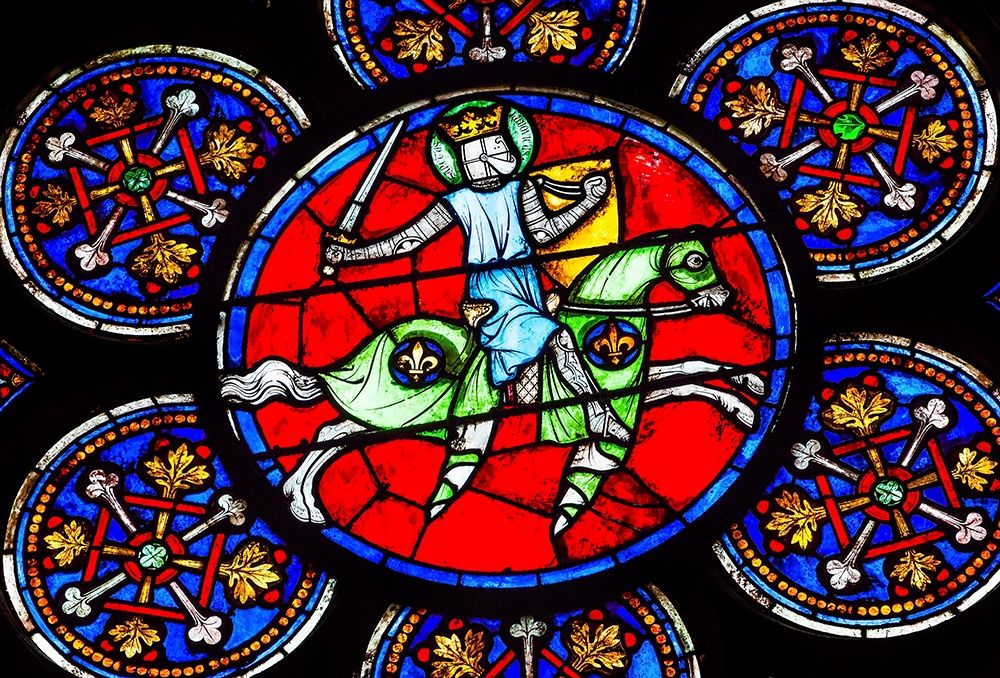 Armed Knight Sword stained glass-Notre Dame Cathedral-Paris-France